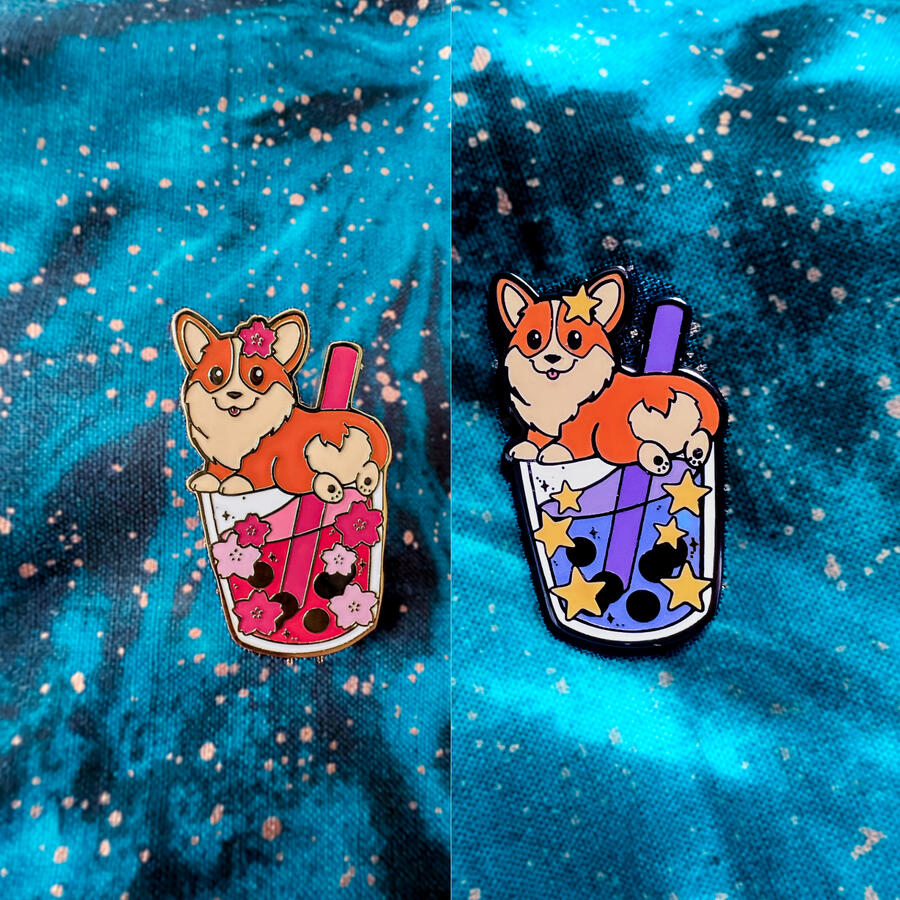 Boba Corgi Enamel Pins Boba Corgi Enamel Pins