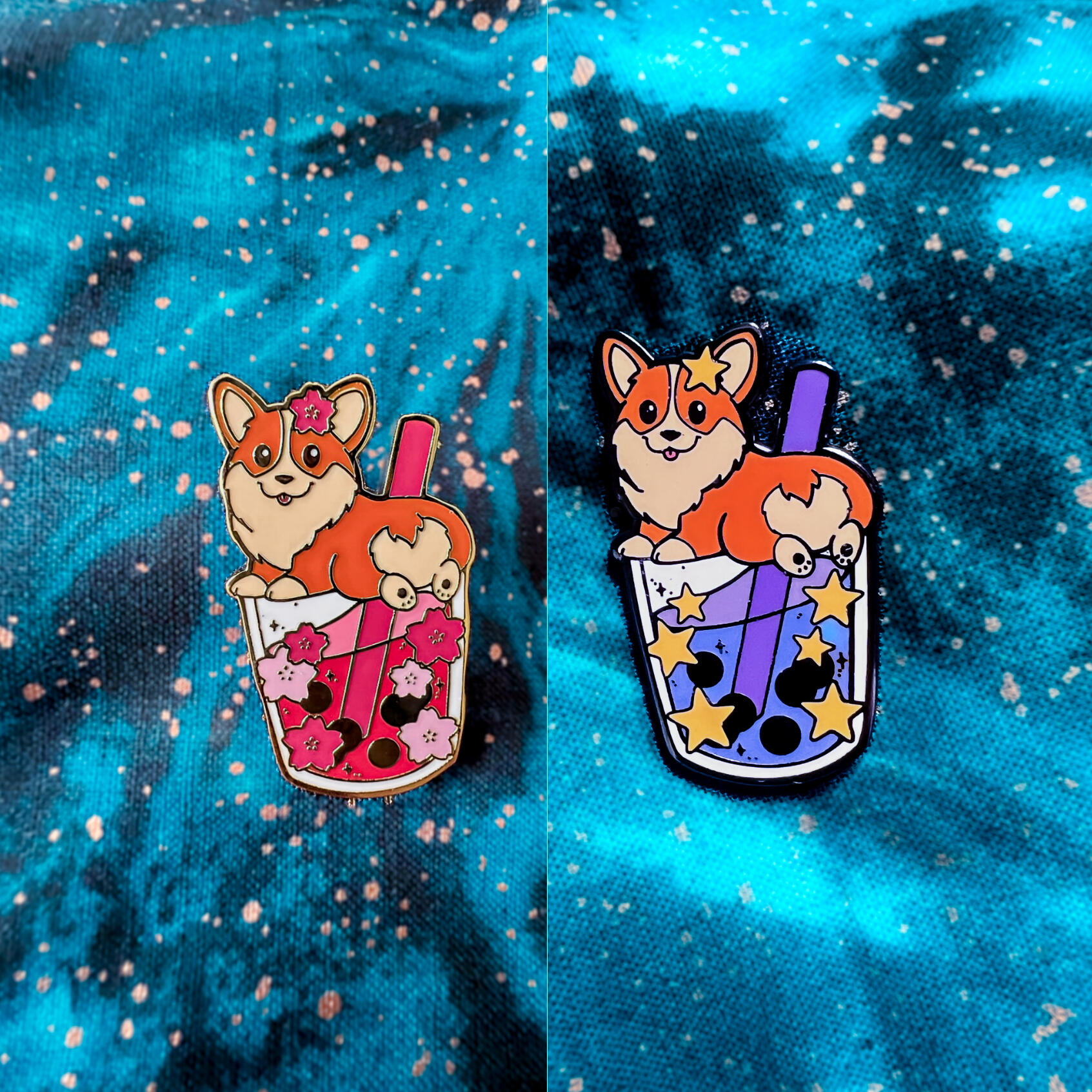 Boba Corgi Pins